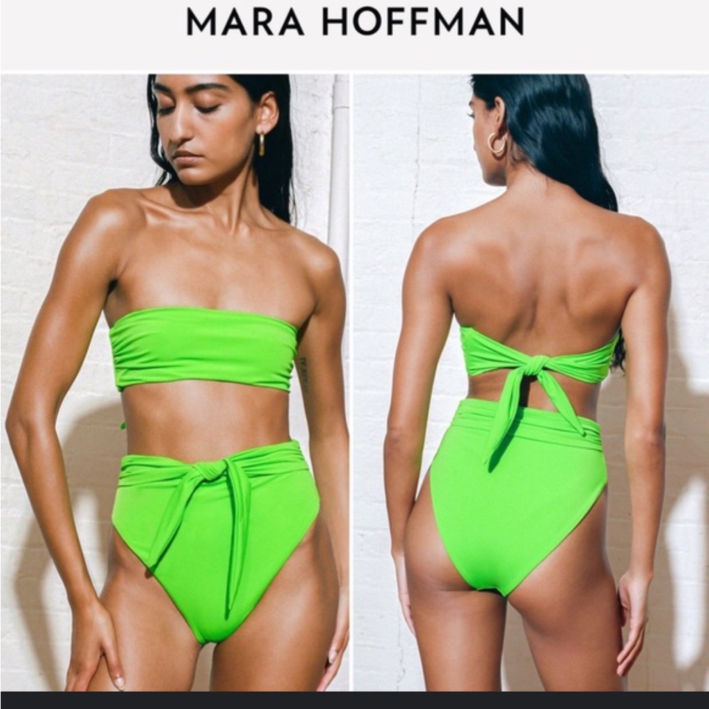 New Mara Hoffman $290 Vibrant Green Swimwear Set Size Medium